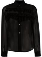 Comme Des Garçons Comme Des Garçons Ruffle Row Semi Sheer Shirt, Women's, Size: Xs, Black, Polyester