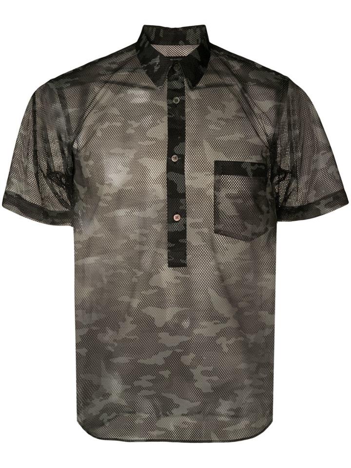 Comme Des Garçons Homme Plus Camouflage-print Mesh Shirt - Green