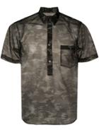 Comme Des Garçons Homme Plus Camouflage-print Mesh Shirt - Green