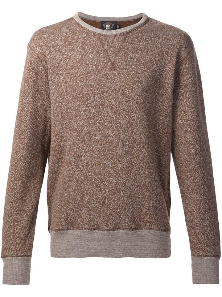 Rrl 'jaspe' Fleece Jumper, Men's, Size: Medium, Brown, Cotton/polyester