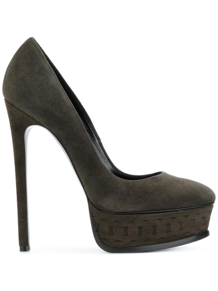 Casadei Chain Pattern Platform Pumps - Green