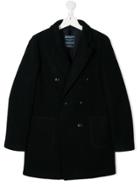 Paolo Pecora Kids Teen Double Breasted Coat - Blue