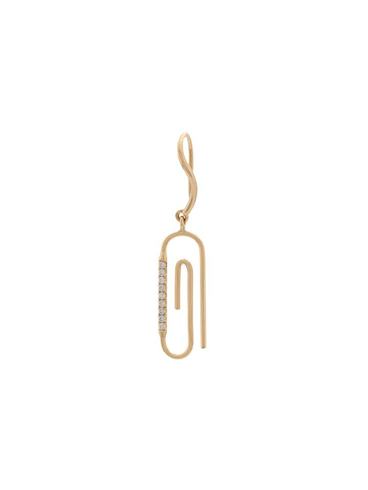 Aurelie Bidermann Diamante Paperclip Earring - Metallic