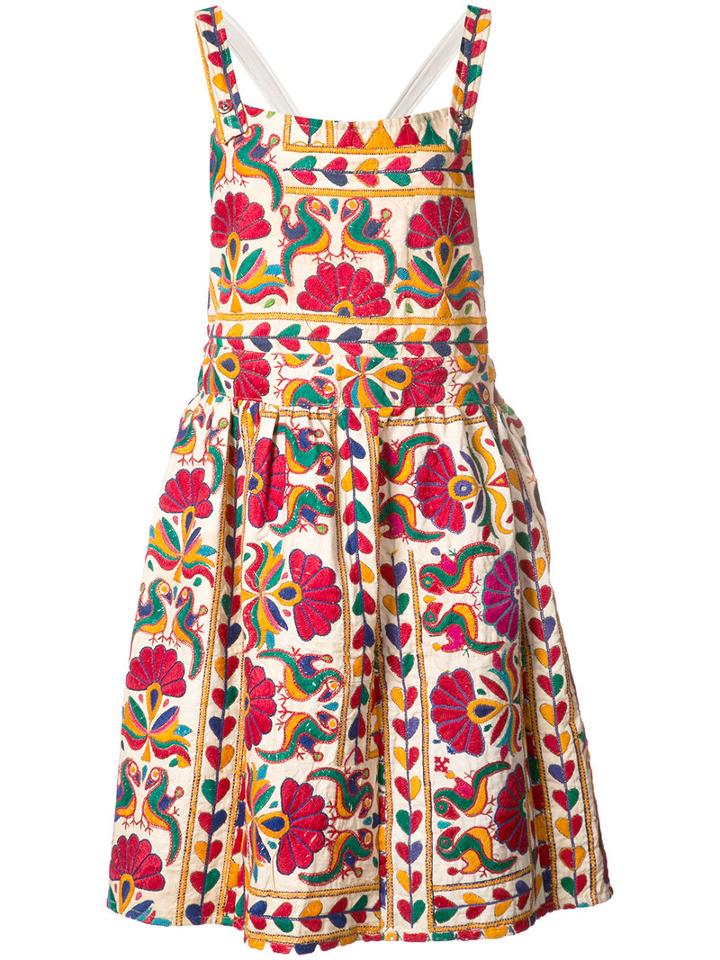 All Things Mochi Floral Motif Pleated Dress, Women's, Size: Small, Cotton