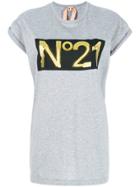 No21 Long-line Branded T-shirt - Grey