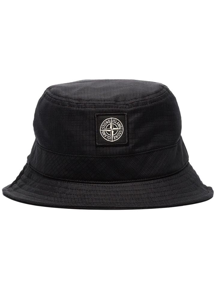 Stone Island Logo Patch Bucket Hat - Black