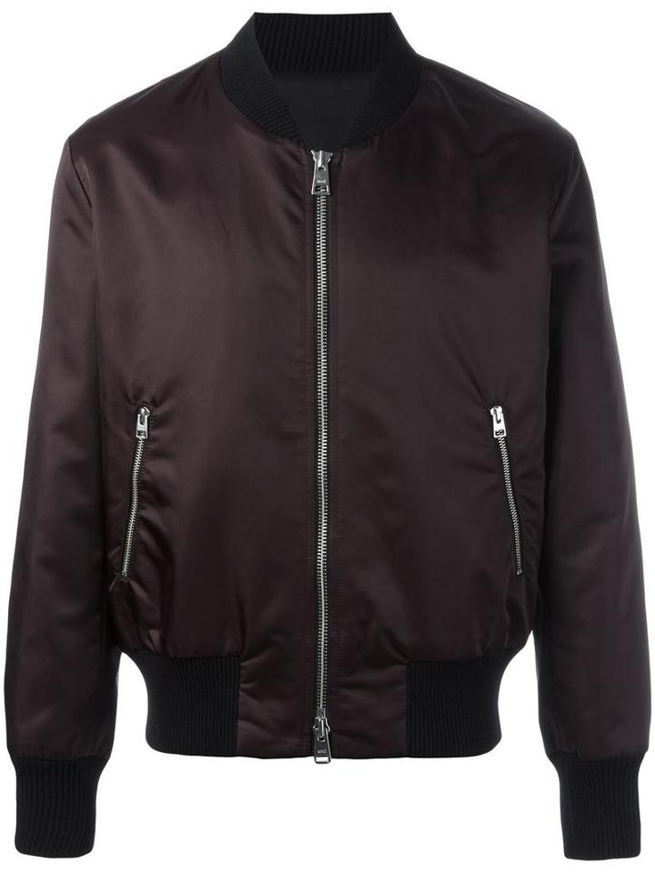 Ami Alexandre Mattiussi Teddy Full Zip Bomber, Men's, Size: Small, Red, Cotton/acetate/polyamide