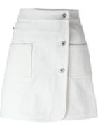 Courrèges Buttoned Skirt, Women's, Size: 40, White, Cotton