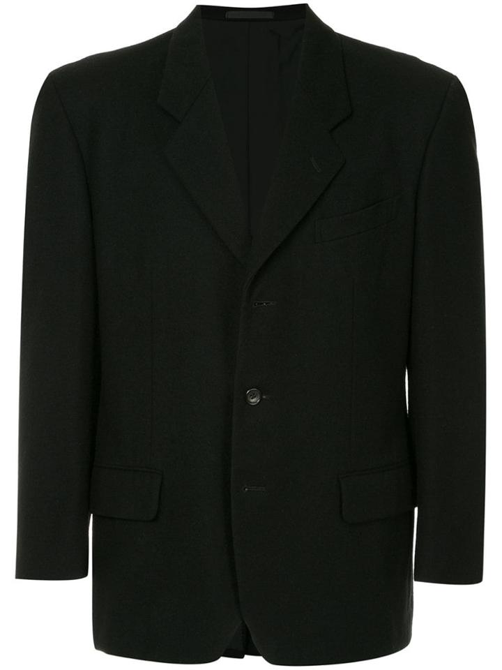 Comme Des Garçons Vintage Rose Patch Blazer - Black