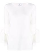 Allude Knitted Tied Sleeve Top - White