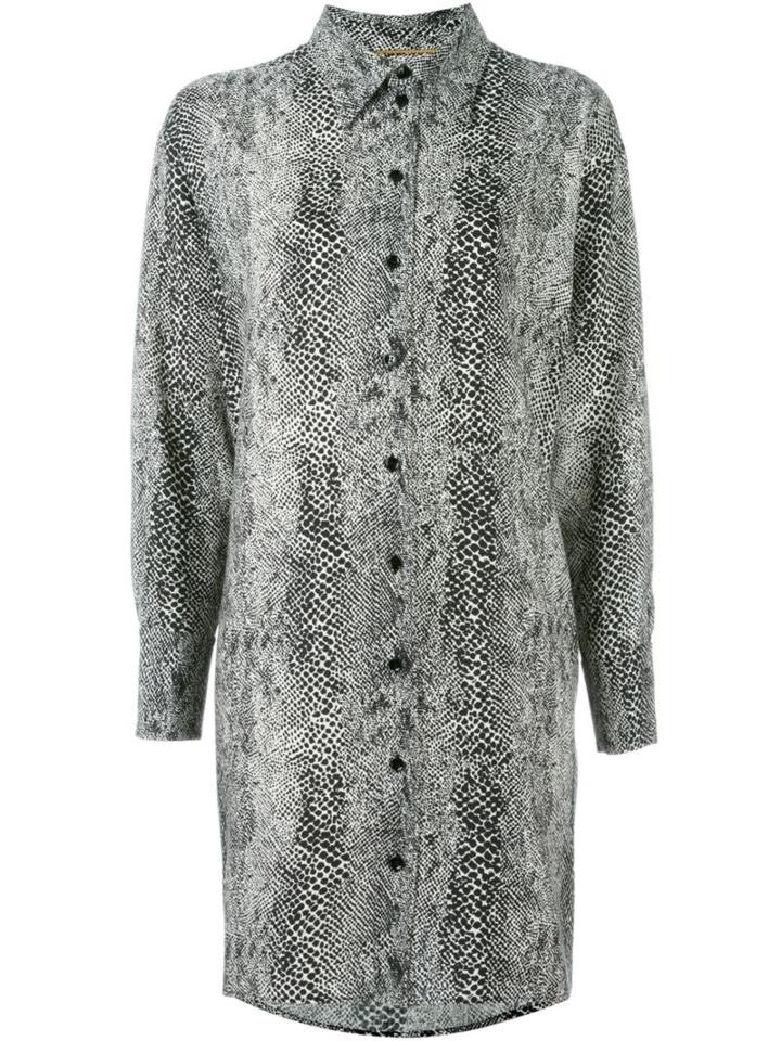 Saint Laurent Printed Shirt Dress, Women's, Size: 40, Black, Wool