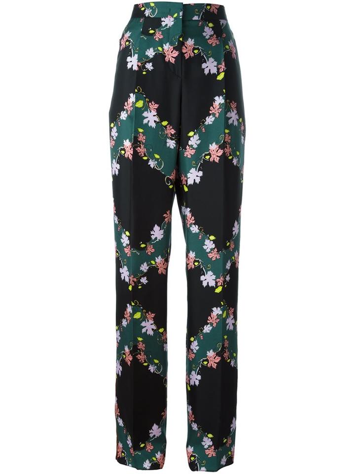 Emilio Pucci Floral Print Trousers, Women's, Size: 42, Black, Silk/acetate/viscose