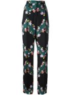 Emilio Pucci Floral Print Trousers, Women's, Size: 42, Black, Silk/acetate/viscose