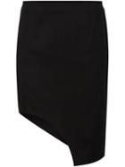 Mugler Asymmetric Skirt, Size: 36, Black, Cotton/spandex/elastane