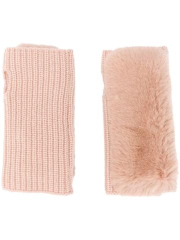 Yves Salomon Accessories Knitted Fingerless Gloves - Pink