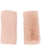 Yves Salomon Accessories Knitted Fingerless Gloves - Pink