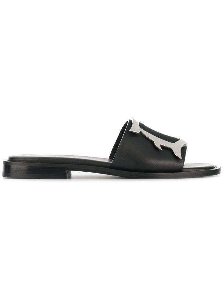 Dondup Logo Plaque Sandals - Black