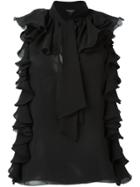 Giambattista Valli Ruffled Sleeveless Blouse - Black