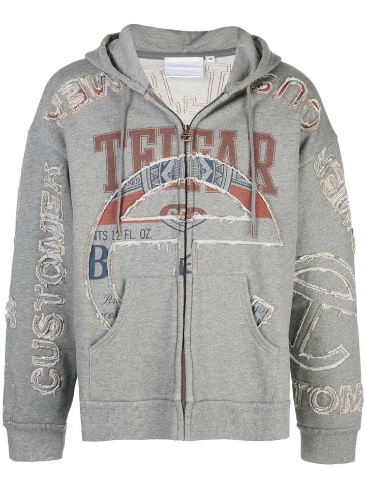 Telfar Cut-in Tour Zip Hoodie - Grey