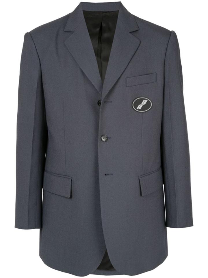 We11done Oversized Logo Suit Jacket - Blue