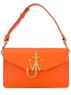 J.w. Anderson Logo Plaque Clutch, Women's, Yellow/orange, Goat Skin