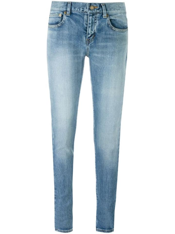 Saint Laurent Skinny Fit Jeans, Women's, Size: 29, Blue, Cotton/spandex/elastane