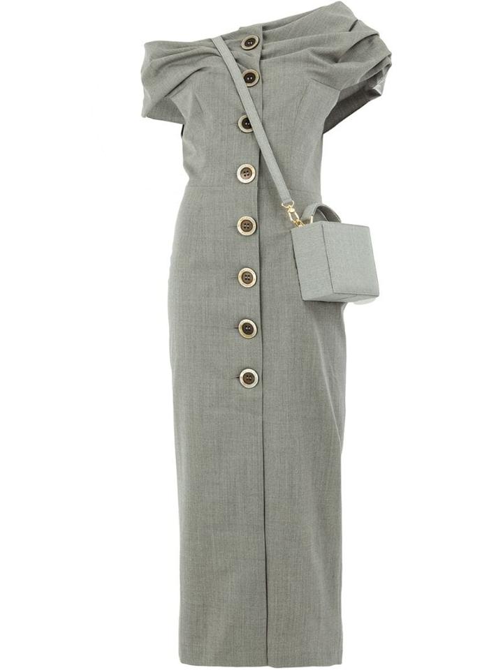Natasha Zinko Fitted Square Bag Dress - Grey