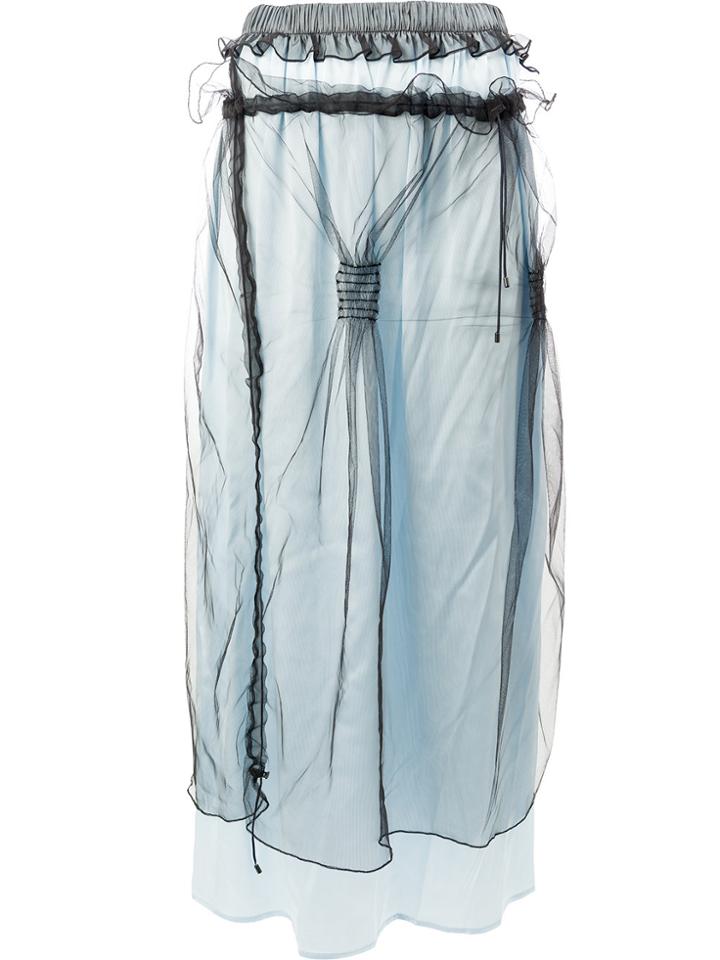 Quetsche Layered Straight Skirt - Blue