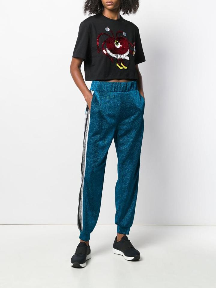 No Ka' Oi Appliqué Detail Cropped T-shirt - Black