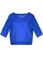 Tomorrowland V-neck Reverse Blouse - Blue