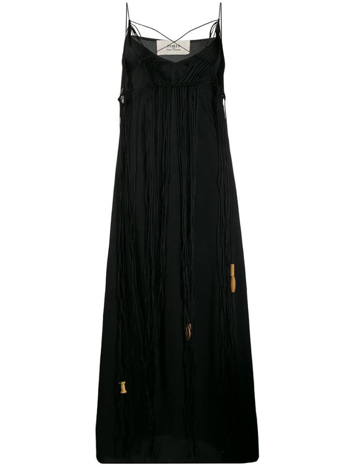 Ports 1961 Fringed Sleeveless Maxi Dress - Black