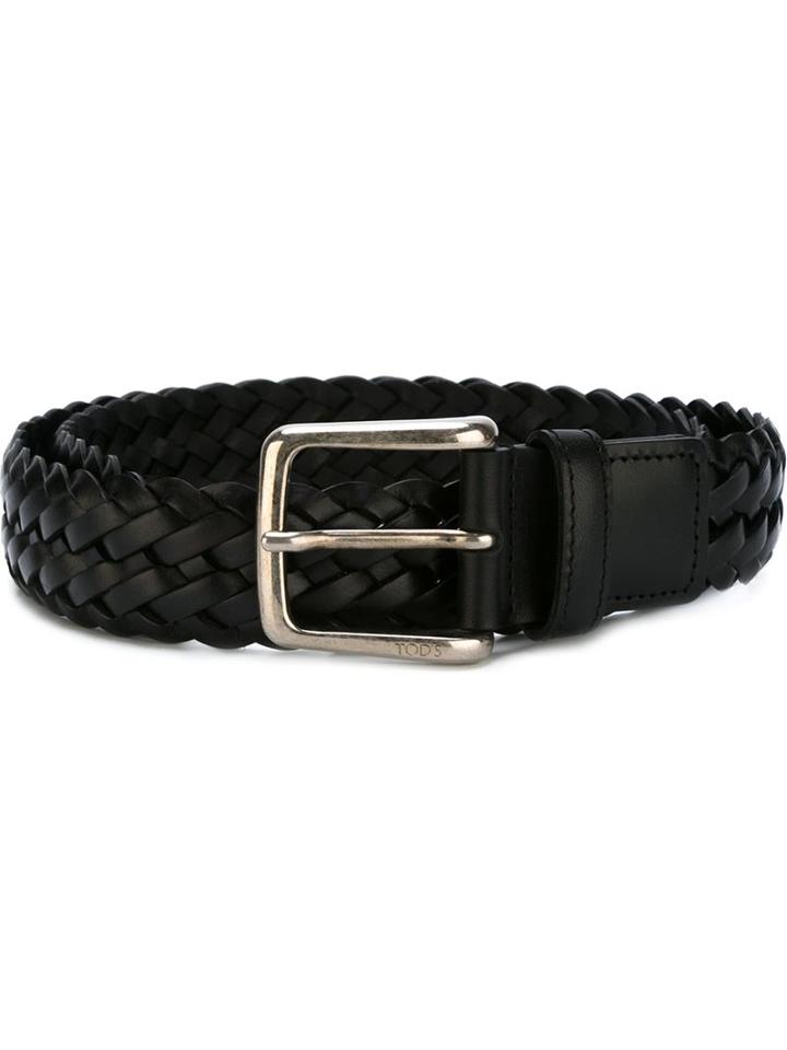 Tod's Woven Belt, Men's, Size: 100, Black, Leather