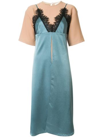 Lalo Lace Trimmed Midi Dress - Blue