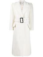 Saint Laurent Oversized Herringbone Belted Coat - White