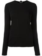 Tom Ford Long Sleeve T-shirt, Women's, Size: 40, Black, Viscose/lamb Skin
