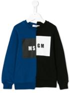 Msgm Kids - Logo Asymmetric Print Sweatshirt - Kids - Cotton - 12 Yrs, Black