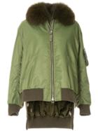 Yves Salomon Army Fox Fur Trim Bomber Jacket - Green