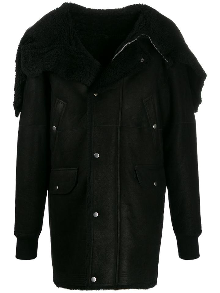 Rick Owens Draped Detail Coat - Black