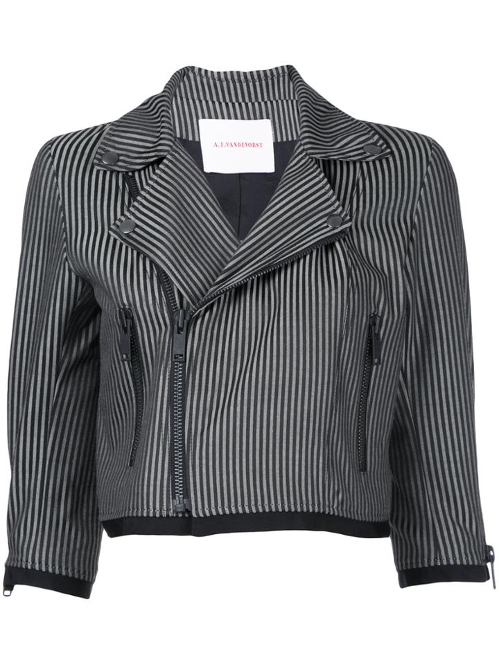 A.f.vandevorst Stripe Cropped Jacket - Grey