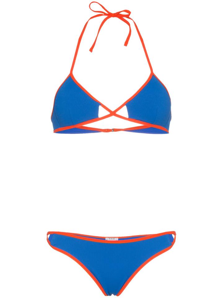 Ack Linea Contrast String Bikini - Blue