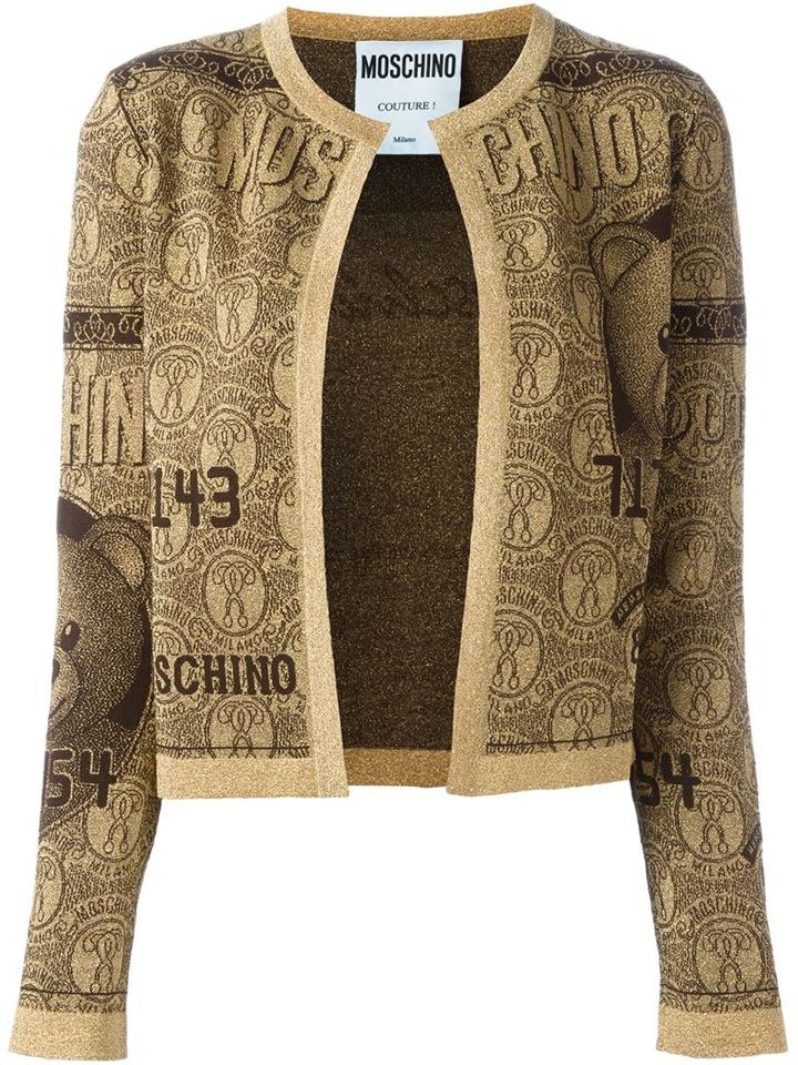 Moschino Credit Card Cardigan, Women's, Size: 40, Grey, Polyester/rayon/virgin Wool