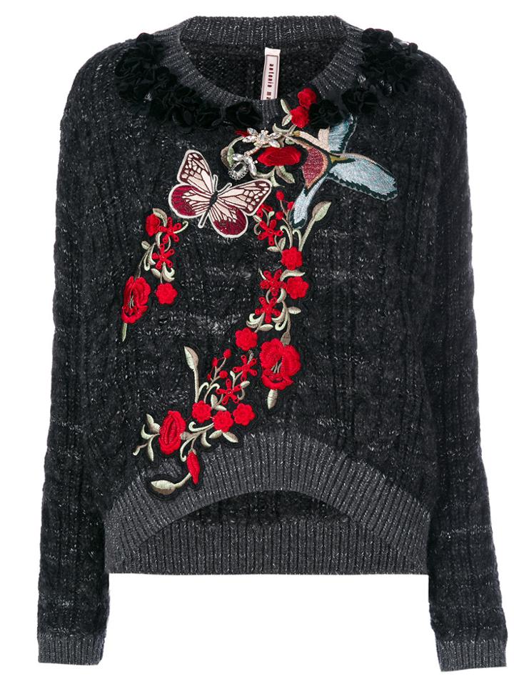 Antonio Marras Embellished Cable Knit Sweater - Grey
