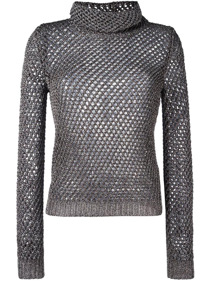Valentino Funnel Neck Jumper, Women's, Size: Medium, Grey, Polyester/viscose