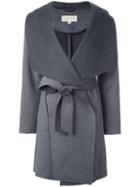 Michael Michael Kors Wrap-style Belted Coat, Women's, Size: 4, Grey, Wool/polyester/other Fibers/acrylic