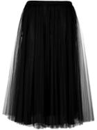 Valentino Tulle Plissè Skirt, Women's, Size: 42, Black, Polyamide/silk/spandex/elastane