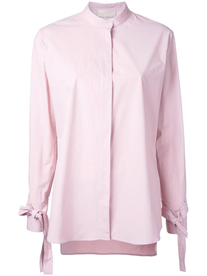 Laced Cuffs Shirt - Women - Cotton/spandex/elastane - 44, Pink/purple, Cotton/spandex/elastane, Erika Cavallini