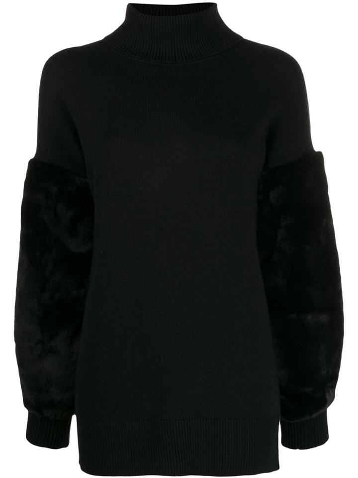 Michael Michael Kors Faux Fur Trimmed Jumper - Black