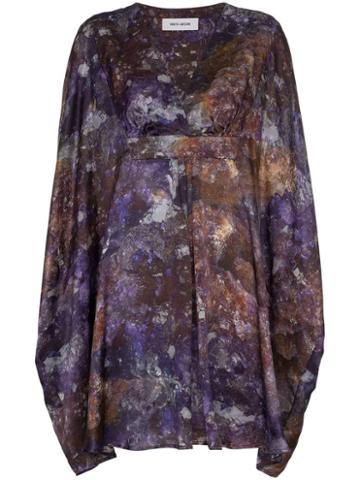 Märta Larsson Amethyst Printed Silk Kaftan Dress - Purple