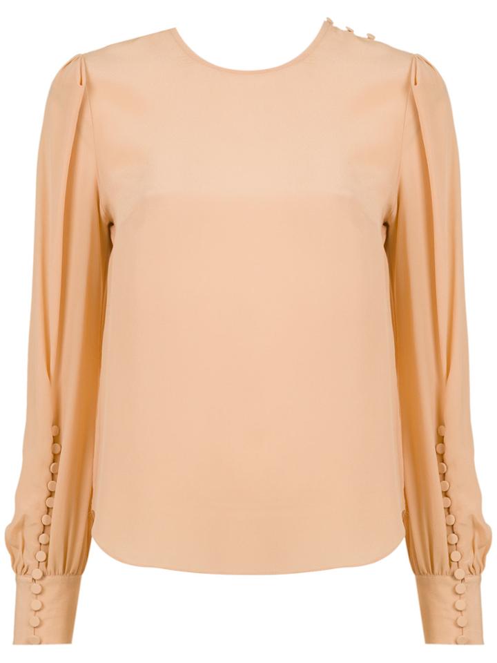 Nk Button Silk Blouse - Pink & Purple