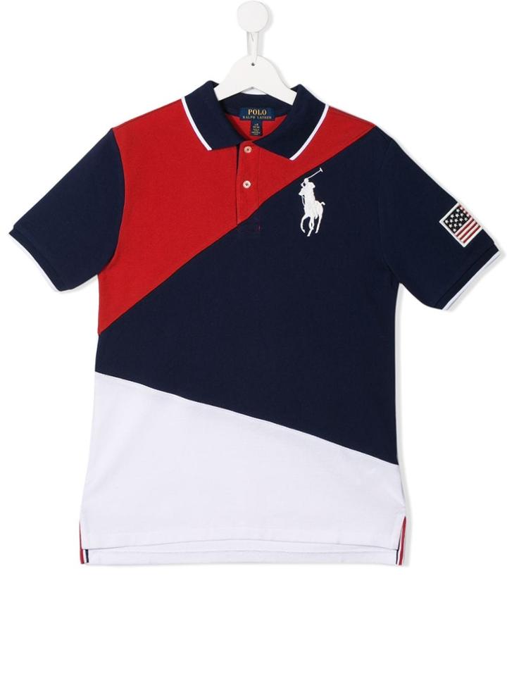 Ralph Lauren Kids Colour Block Polo Shirt - Blue